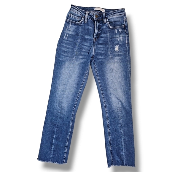 Flying Monkey Denim - Flying Monkey Blue Raw Hem Distressed Jeans - Size 25